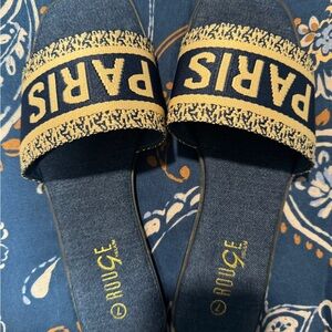 Blue and Yellow Paris Slides NWOT